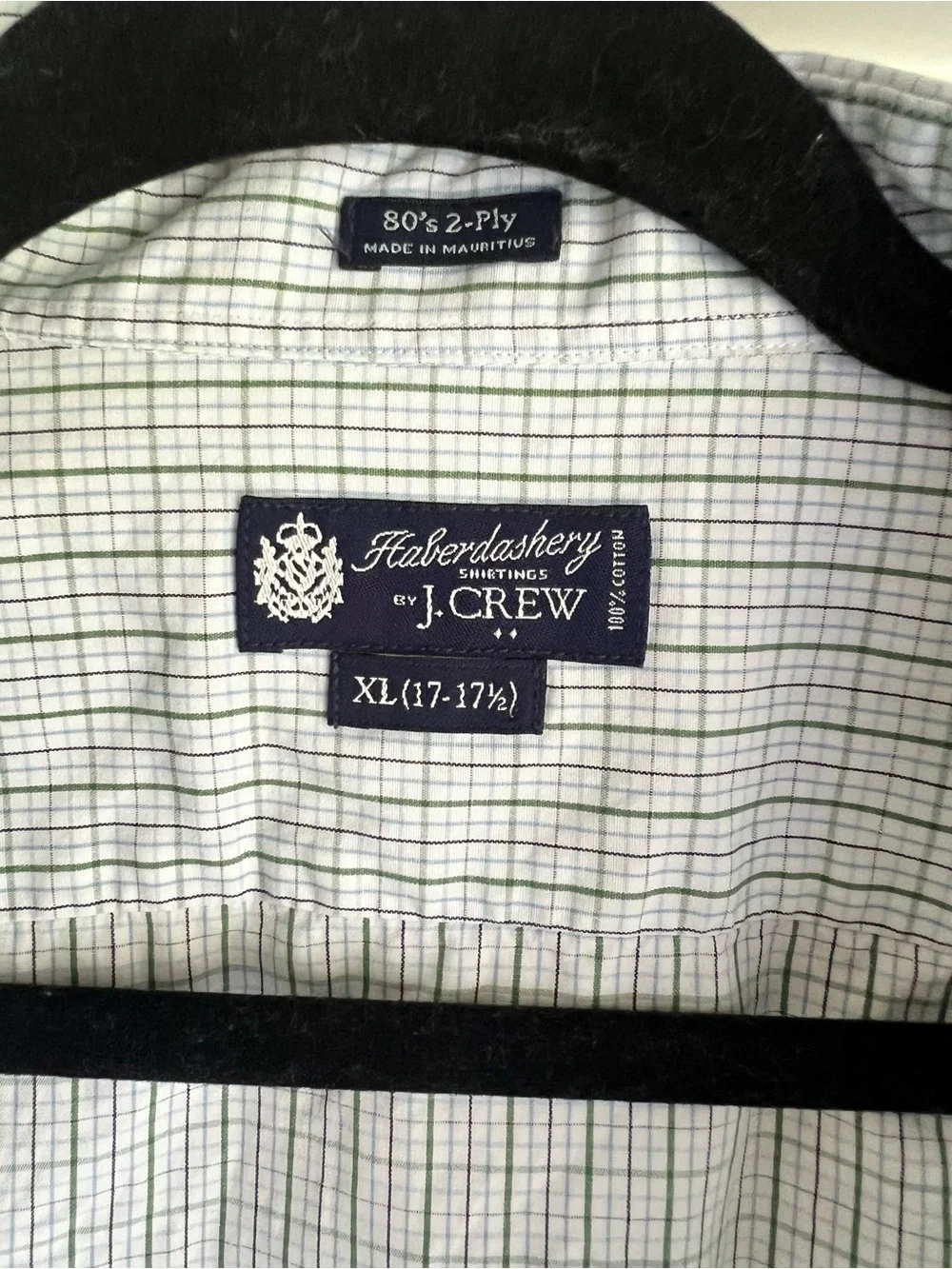 J. Crew Men’s White Shirt with Blue Grid Check